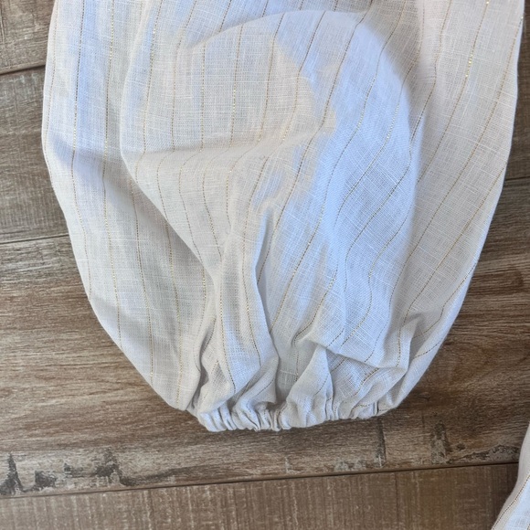 NWT SHONA JOY HOLDEN WRAP DRESS - SIZE 6- RRP $399 - WHITE & GOLD LUREX -LINEN - Picture 6 of 7